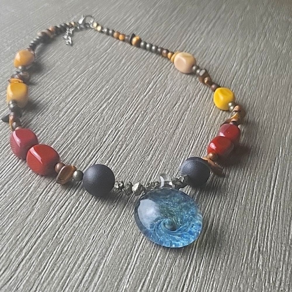 Glass blown pendant necklace